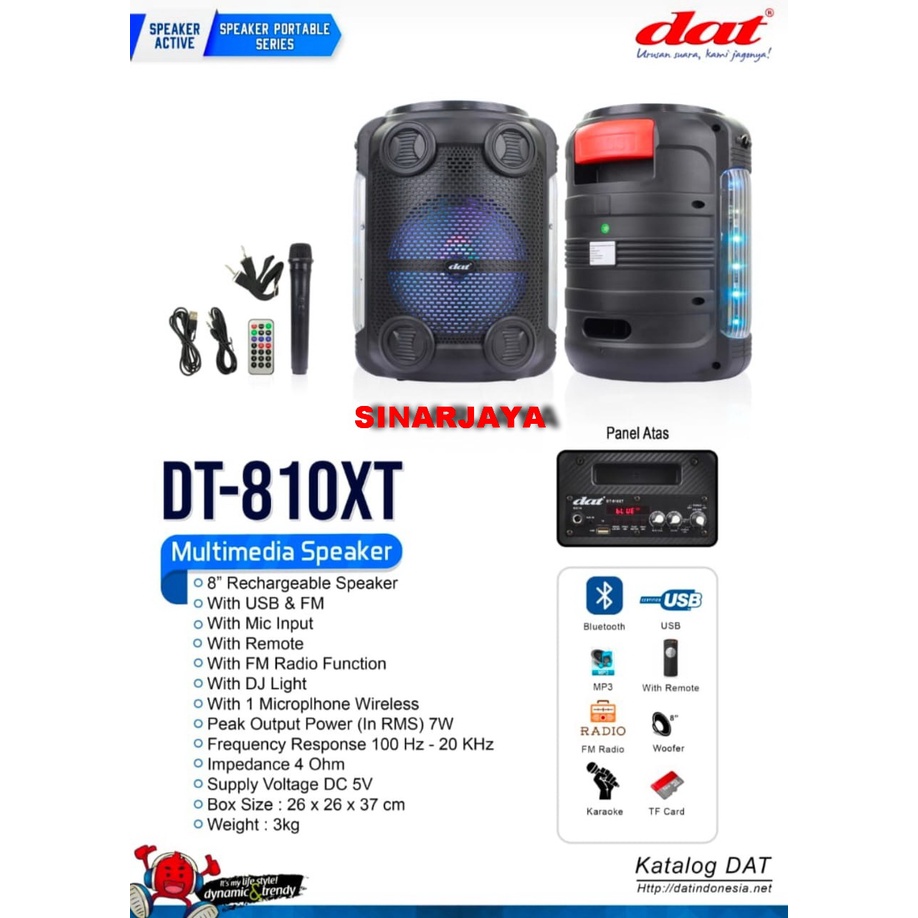 Speaker Portable 8 inch DAT DT 810XT Bluetooth Karaoke