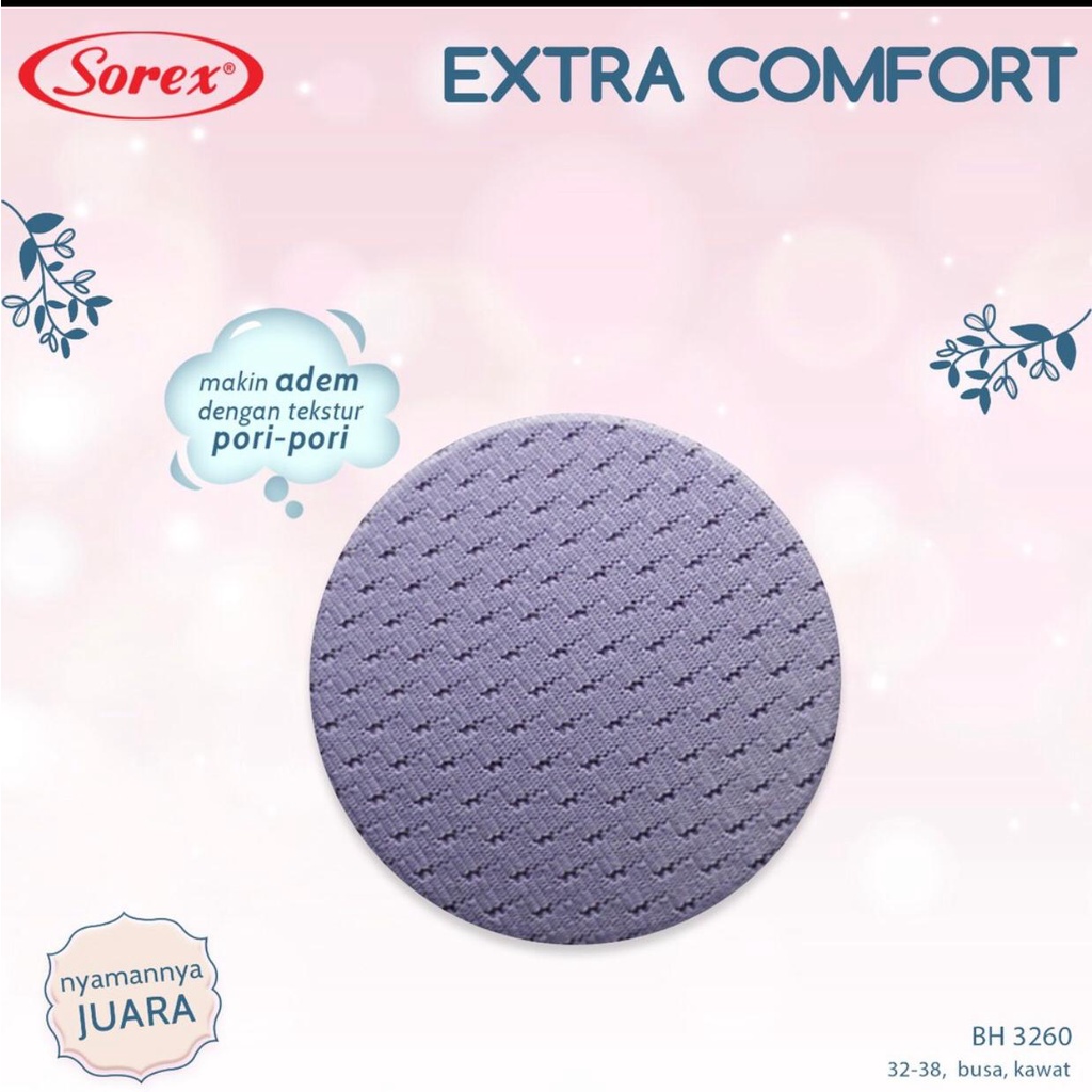 BH BRA SOREX 3260 - BH 3260 SOREX - BH PORI PORI SOREX -Bra Extra Comfort Busa Kawat Kait 2 Setara Cup B |size 32-38 |bahan super lembut - BH ASLI SOREX - ara98store