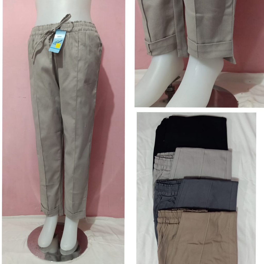 CELANA WANITA BAGGY PANTS AMERICAN DRILL PREMIUM GRADE A ( HALUS DAN TEBAL ) / BEGY PANT PENSIL SKINY / TLAI PINGGANG FULL KARET