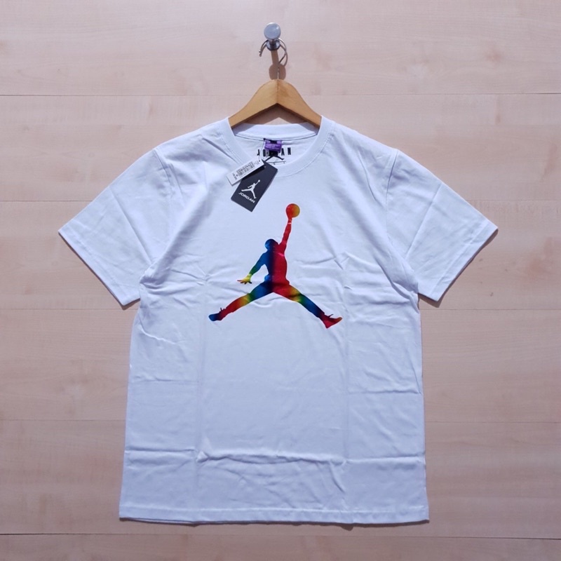 KAOS AIR JORDAN RAINBOW LOGO HITAM DAN PUTIH ORIGINAL IMPORT