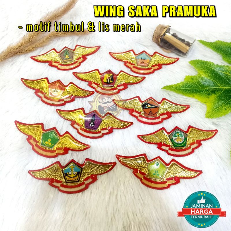 WING SAKA PRAMUKA MOTIF TIMBUL LIS MERAH ( PRAMUKA )