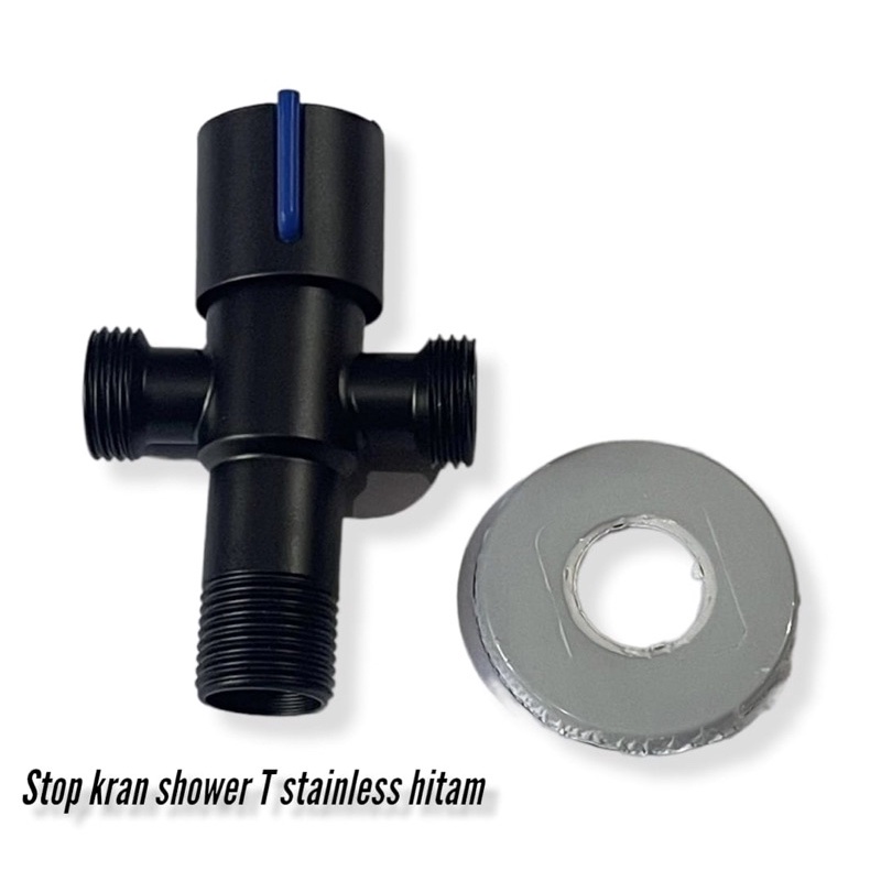 Stop kran jet shower closet satainless cabang 2 full hitam Bracio