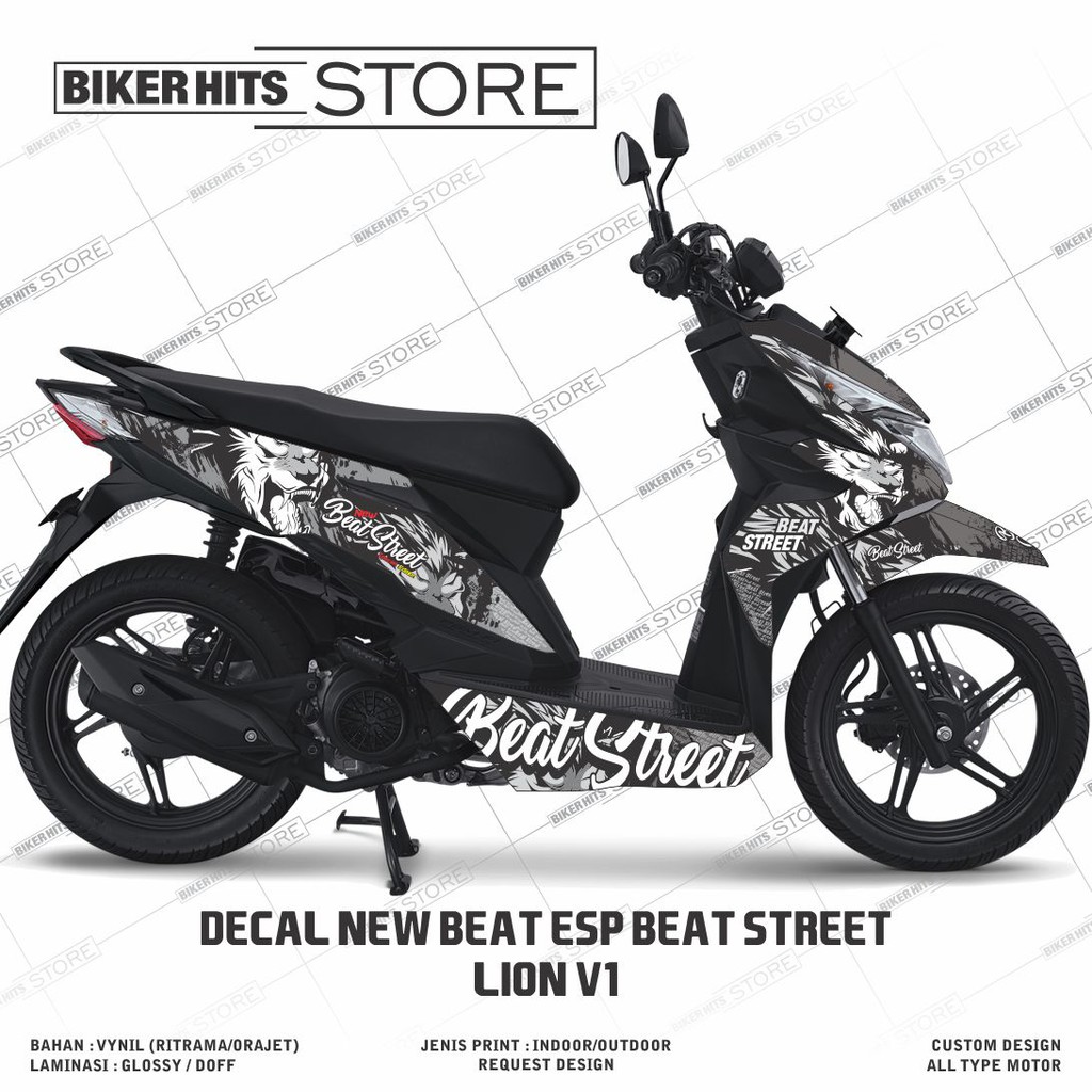 STIKER DECAL MOTOR FULL NEW HONDA BEAT STREET BEAT ESP DESAIN MACAN SINGA LION HITAM SILVER ABU Shopee Indonesia