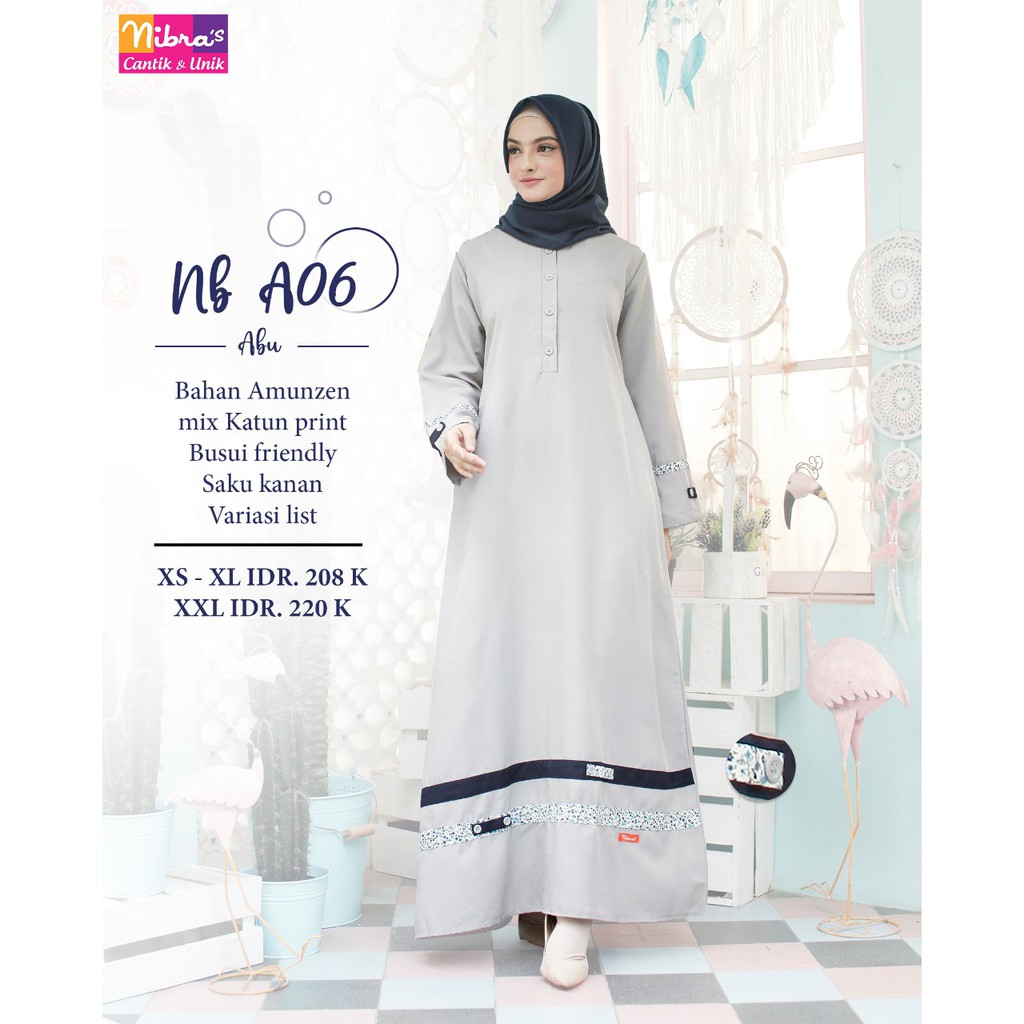 NB A06 Navy Gamis Wanita Gamis Muslimah Gamis Ori By Nibras