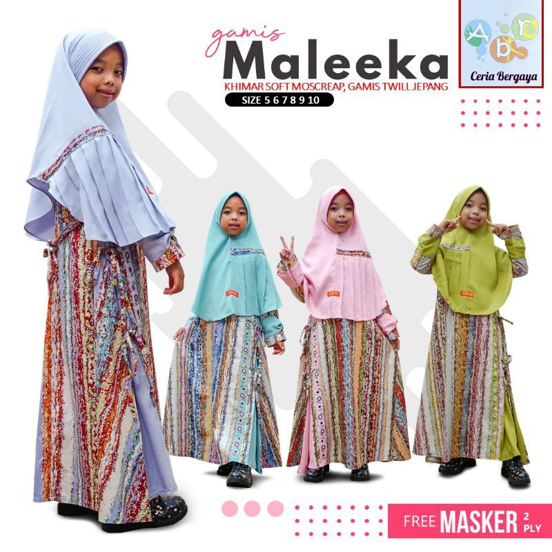 Set Gamis Anak Perempuan ABR/ Set Kids Longdress// Free Masker 2 Ply
