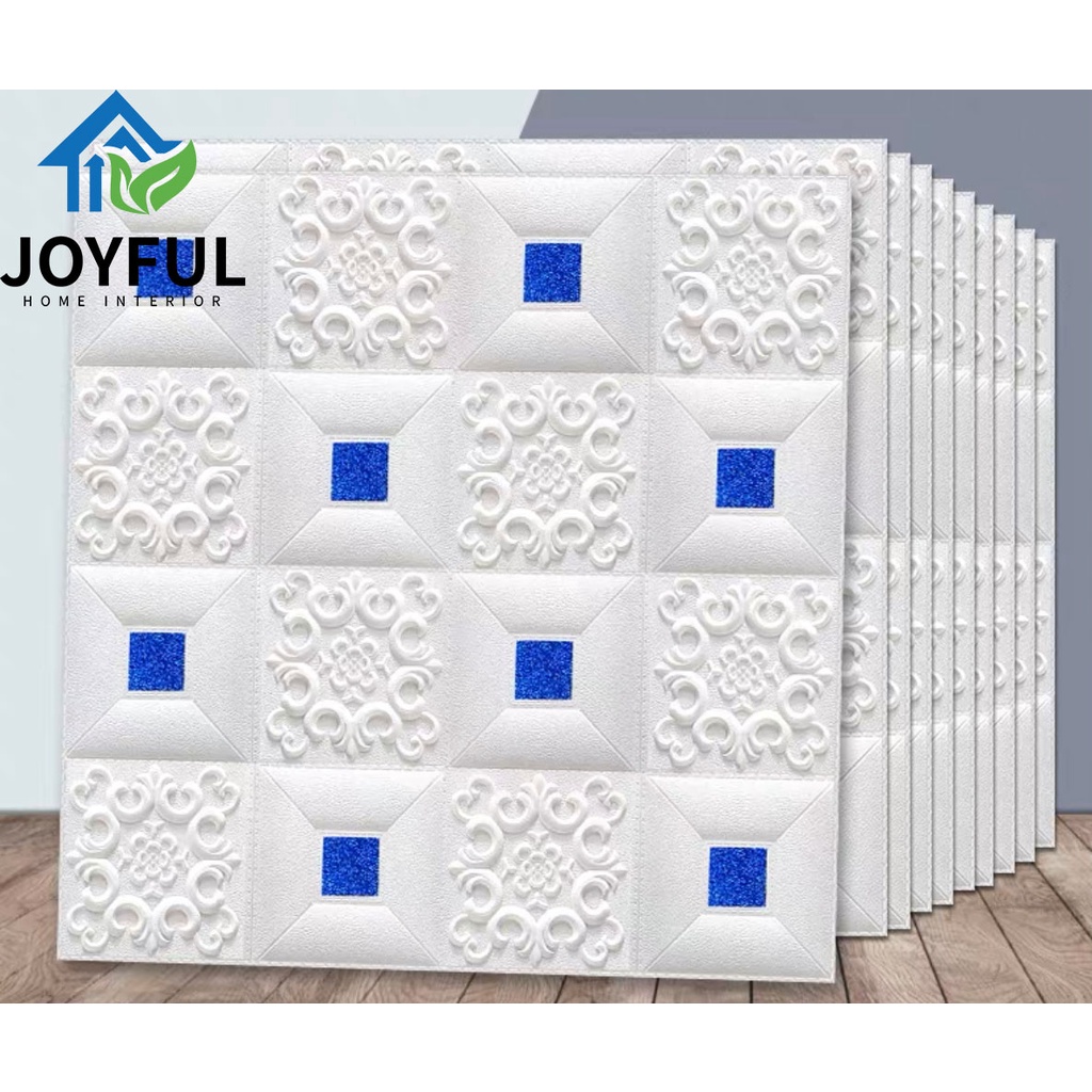 (TERMURAH!!) Wallpaper Dinding 3D FOAM, Ukuran 70X38.5CM • High Quality-R61 BIRU (70X35CM)