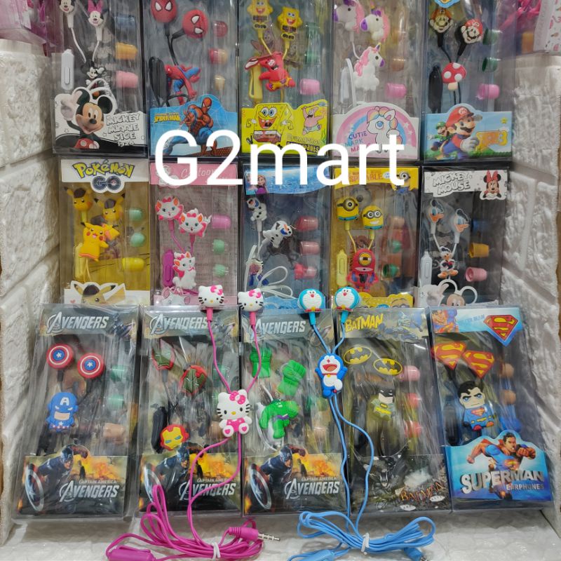 Handsfree/earphone/headset/hf karakter lucu + MIC bisa telp/music/online