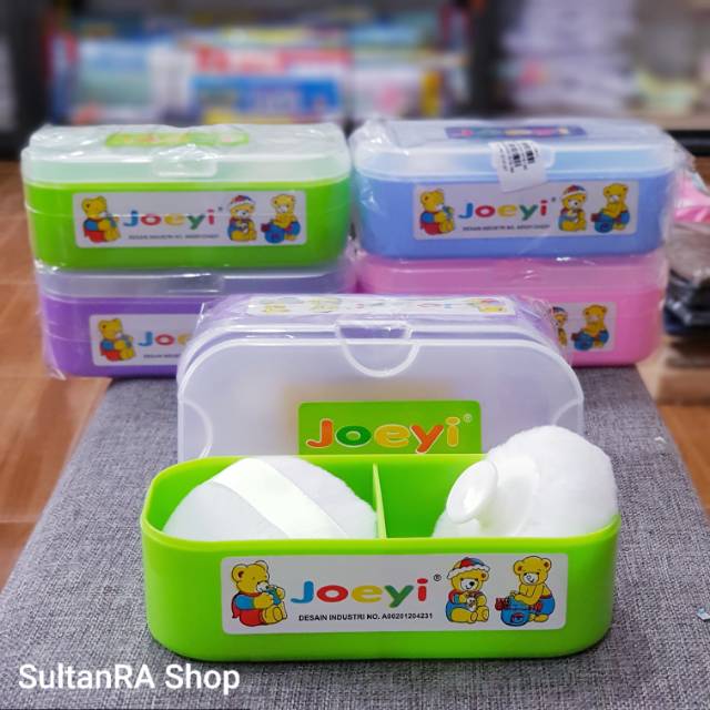 Tempat Bedak Bayi 2 in 1 With Puff Zippy | Flower | Joeyi | Kiddy | Powder Case Baby