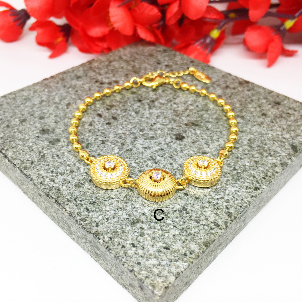 Gelang Xuping Rantai Besar Oval Italy Bola Gantung Lapis Emas - BB365