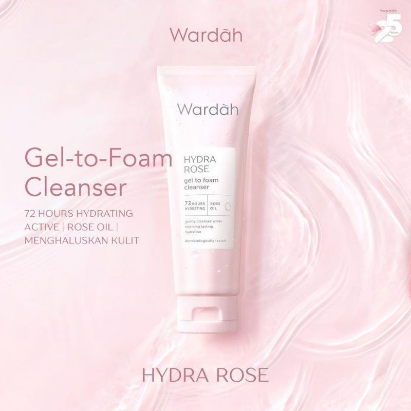 Wardah HYDRA ROSE Gel to Foam Cleanser 100 ml~Wardah Original 100%