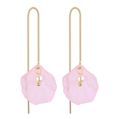 LRC Anting Tusuk Fashion Pink Flower Shape Decorated Y5929X