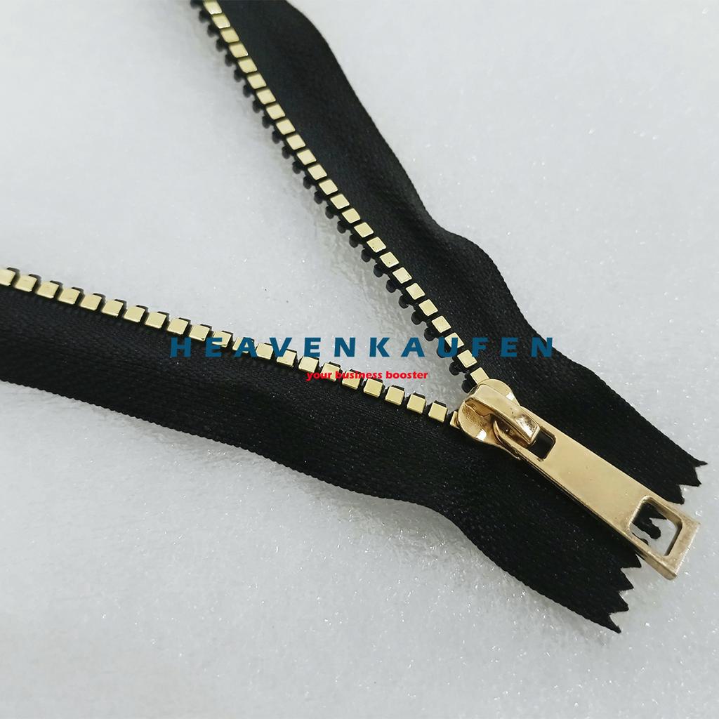 Resleting Zipper 15 cm Atau 6 inch Hitam - Gold Emas Vislon Variasi Kode DG