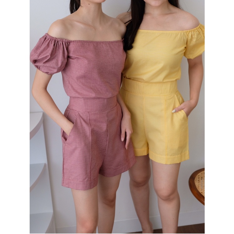 Kadaka S-0159 Set Celana Pendek Top Puff Sleeves Warna Pastel