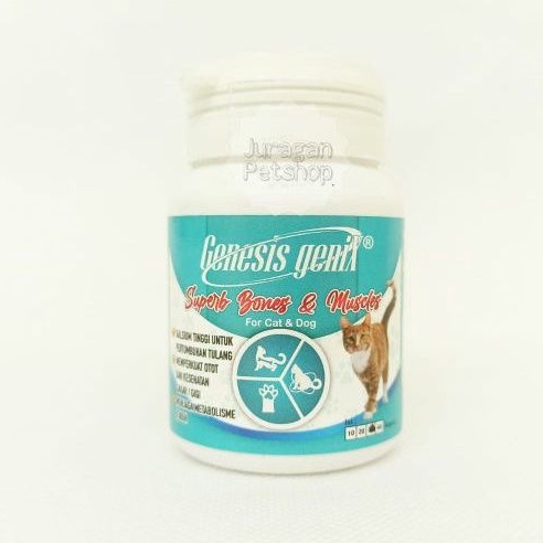 (ECER) GENESIS GENIX SUPERB BONES AND MUSCLES (1 CAPSULE) | Vitamin dan Kalsium Hewan. Menjaga Metabolisme dan Pertumbuhan Gigi Kucing/ Anjing