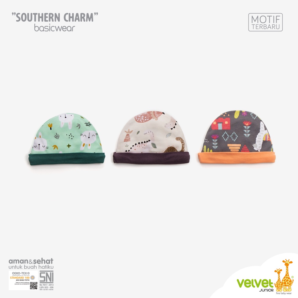 Velvet Junior  topi kupluk 3 pcs