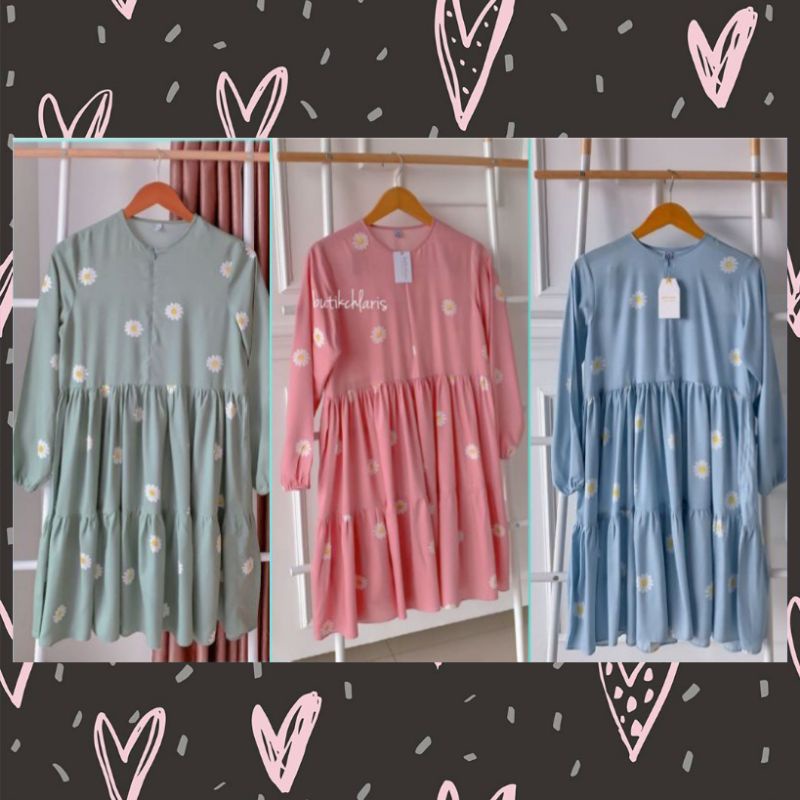 BUTIKCHLARIS Daisy Tunik Mint, Blush, Baby Blue by Butik Chlaris