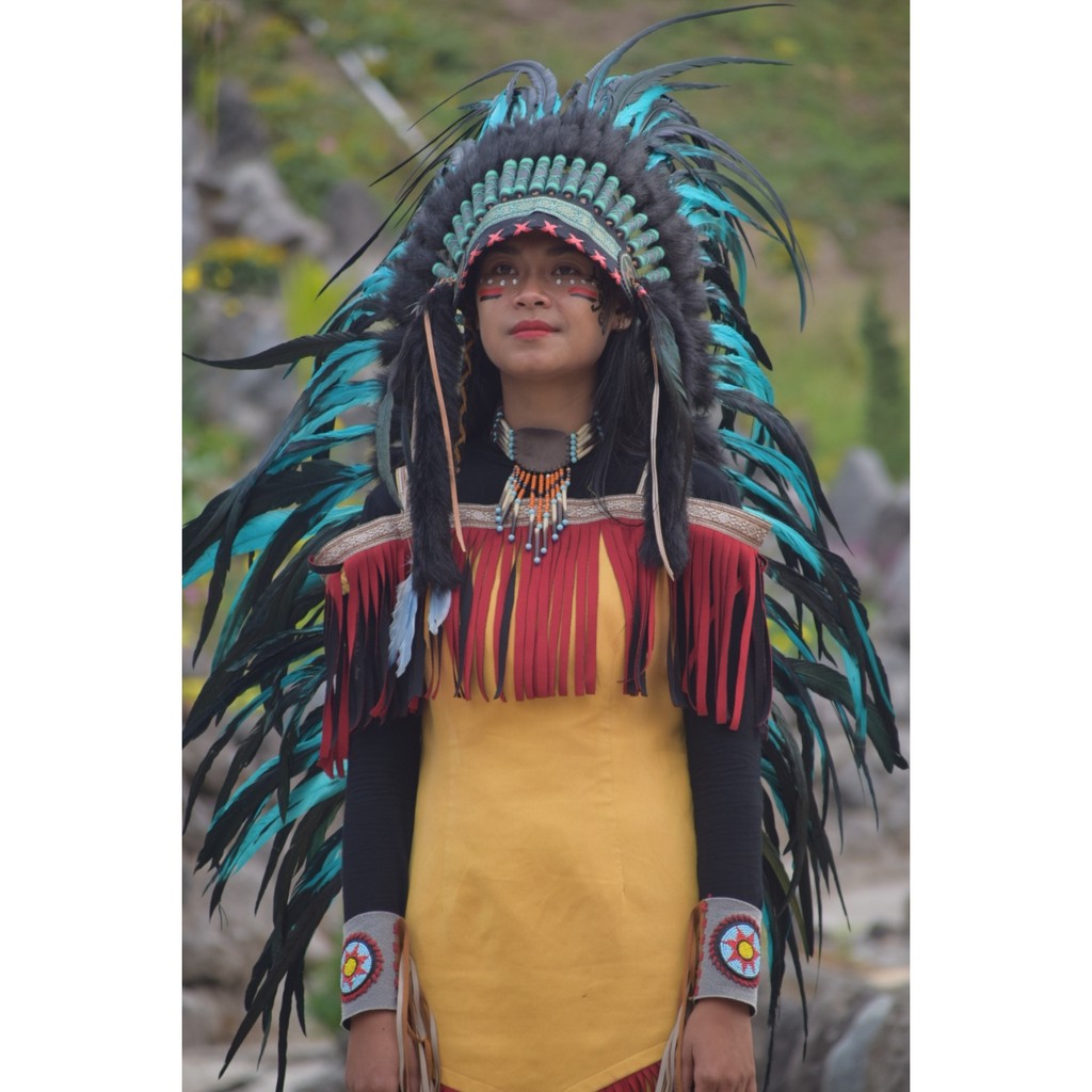 TOPI INDIAN - INDIAN HEADDRESS MEDIUM AYAM BILABONG  HIJAU TOSCA