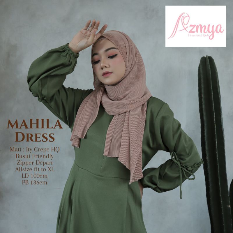 Dress Lengan Balon MAHILA DRESS Gamis Busui Friendly Ld 110cm