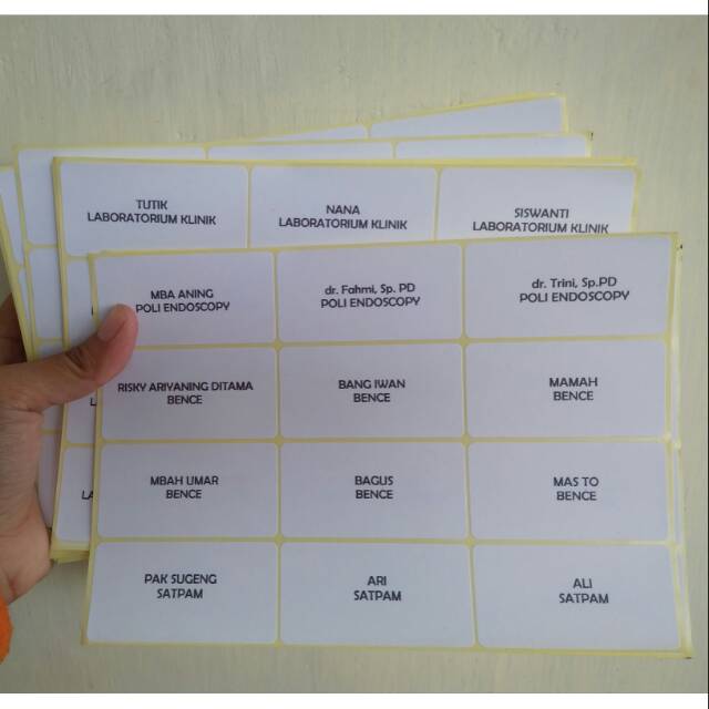 Stiker Label + ketik nama undangan print label