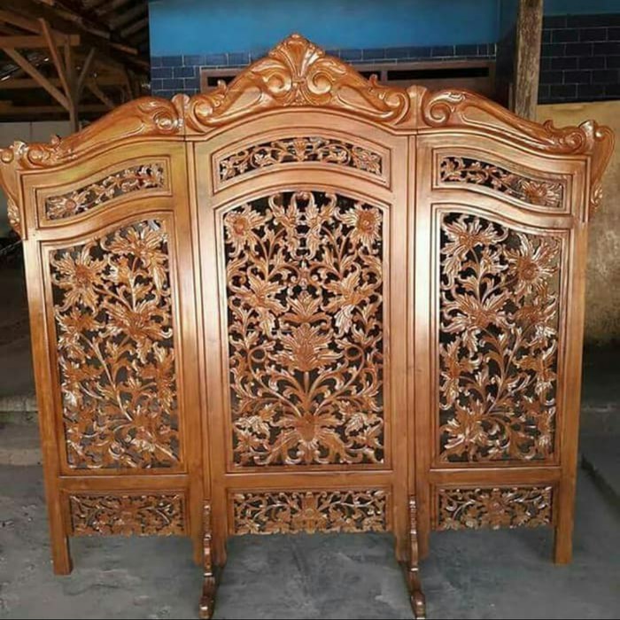 Sketsel Partisi Penyekat Ruangan Kayu Jati Ukir