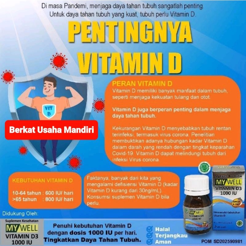 Mywell Vitamin D3 1000 IU Original 100% terlaris