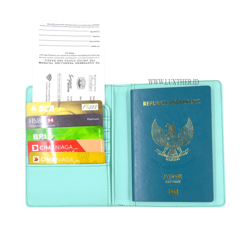 LUXTHER - Passport Flip / Passport Saffiano / tempat passport / passport cover / dompet wanita