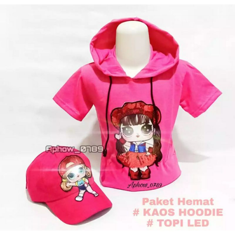 paket 2in1 kaos hodie lol+topi lol