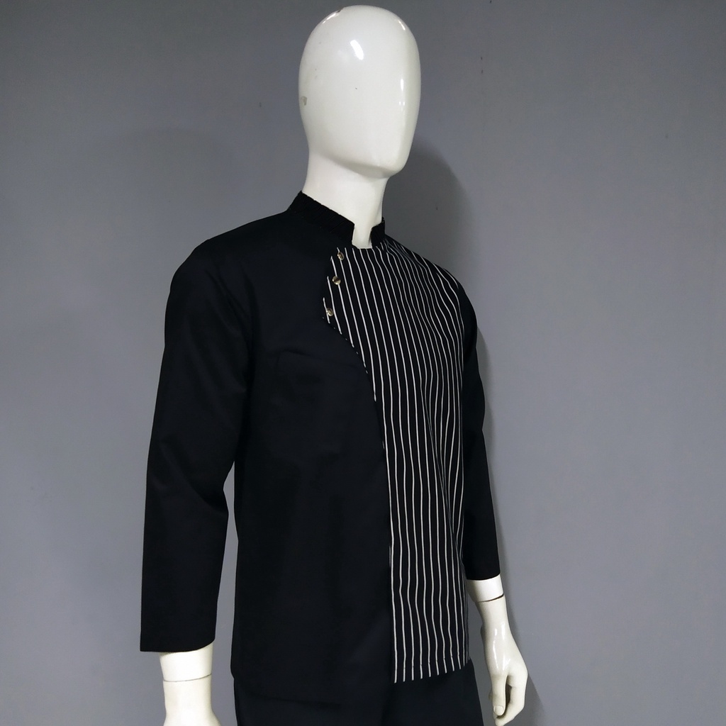 Chef Wear Baju Koki LS Hitam STRIPE KC3