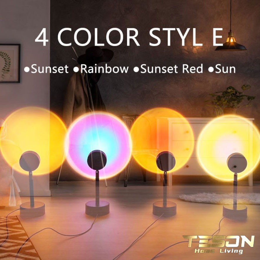 Lampu Tidur Proyektor Sunset Matahari Pelangi Rainbow Selfie LED Lamp Teson Homeliving