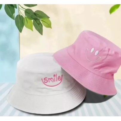 ✅COD] Bayar Di Tempat Topi bucket SMILE bolak balik terbaru terlaris termurah