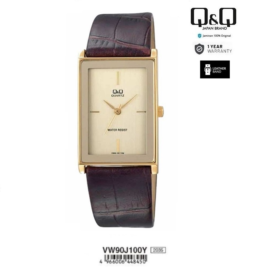 Q&Q QNQ QQ VW90 VW90J VW90J100Y ORIGINAL ANALOG WATCH JAM TANGAN PRIA WANITA TALI KULIT