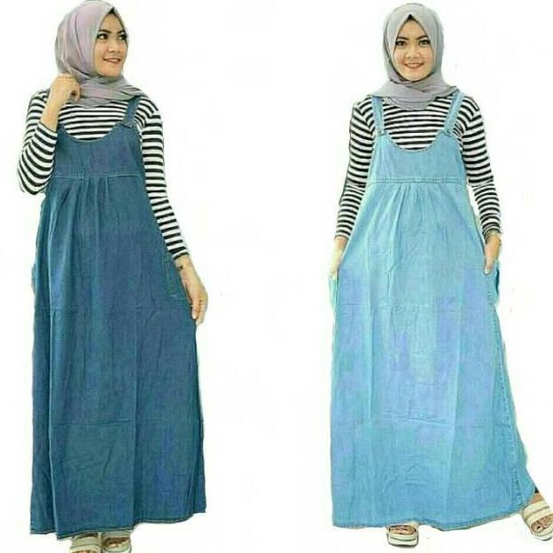Yara OVERALL Jeans - Gamis Ibu Hamil - Baju Jeans Hamil - Navy