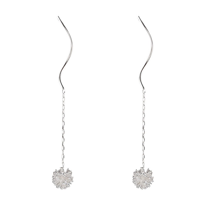 Anting Hoops Earrings Dandelion Bagian Yang Panjang Gelombang Perhiasan Earring Line Women Jewelry