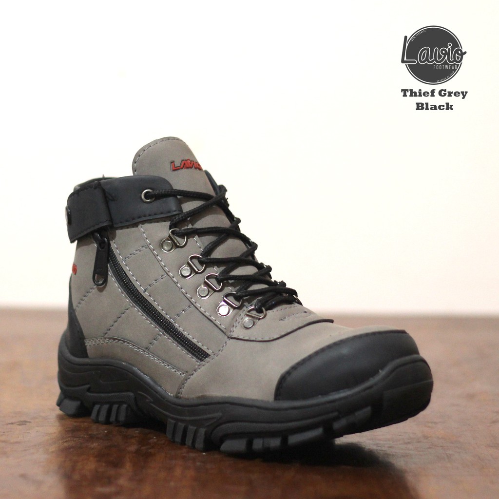 SEPATU BOOTS PRIA SAFETY UJUNG BESI GUNUNG BIKERS TOURING LAVIO THIEF SUEDE ORIGINAL