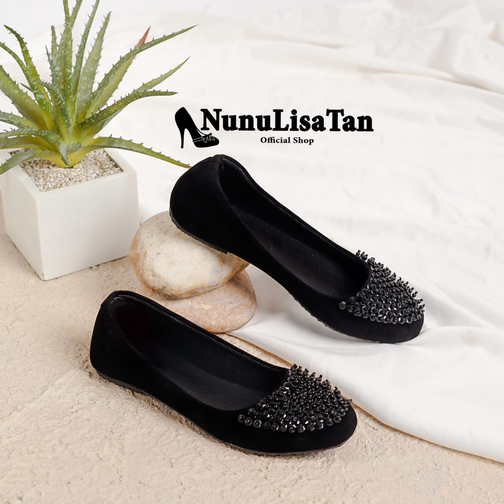 NunuLisaTan MOTE - Balet flat shoes sepatu wanita teplek casual simple polos trendy hitam