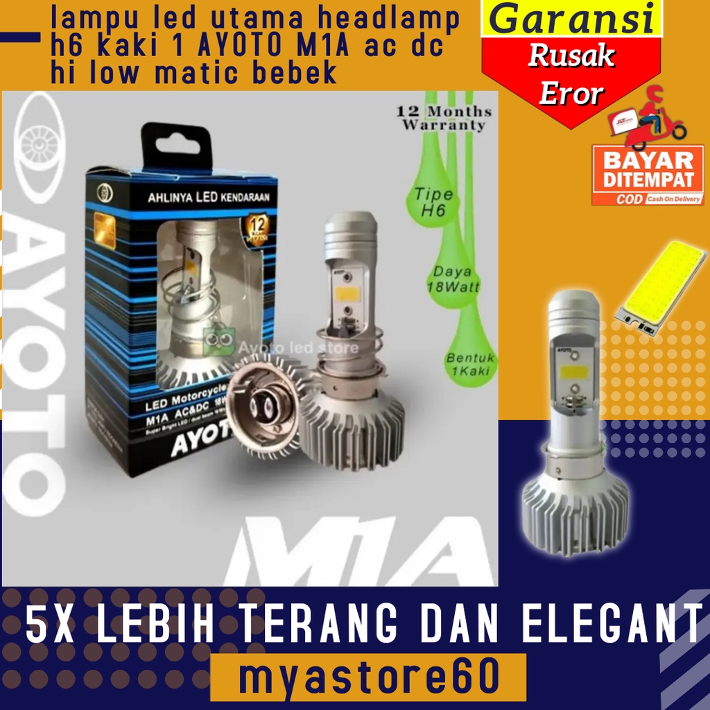 lampu led utama depan headlamp h6 kaki head lamp  1 AYOTO M1A ac dc hi low matic bebek universal aksesoris variasi sparepart lampi motor