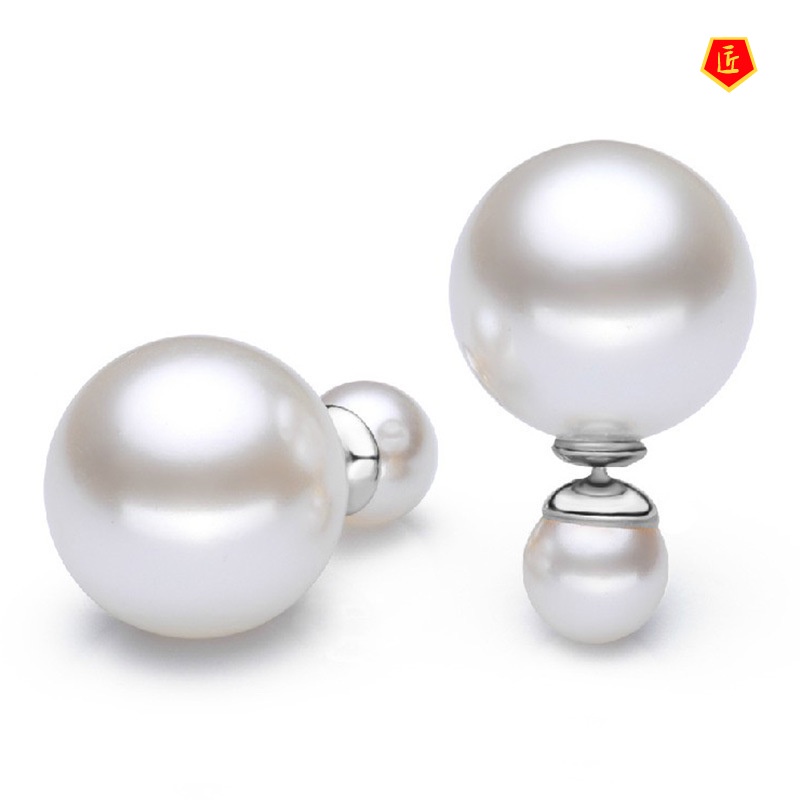 [Ready Stock]Elegant Fashion Natural Pearls Silver Stud Earrings