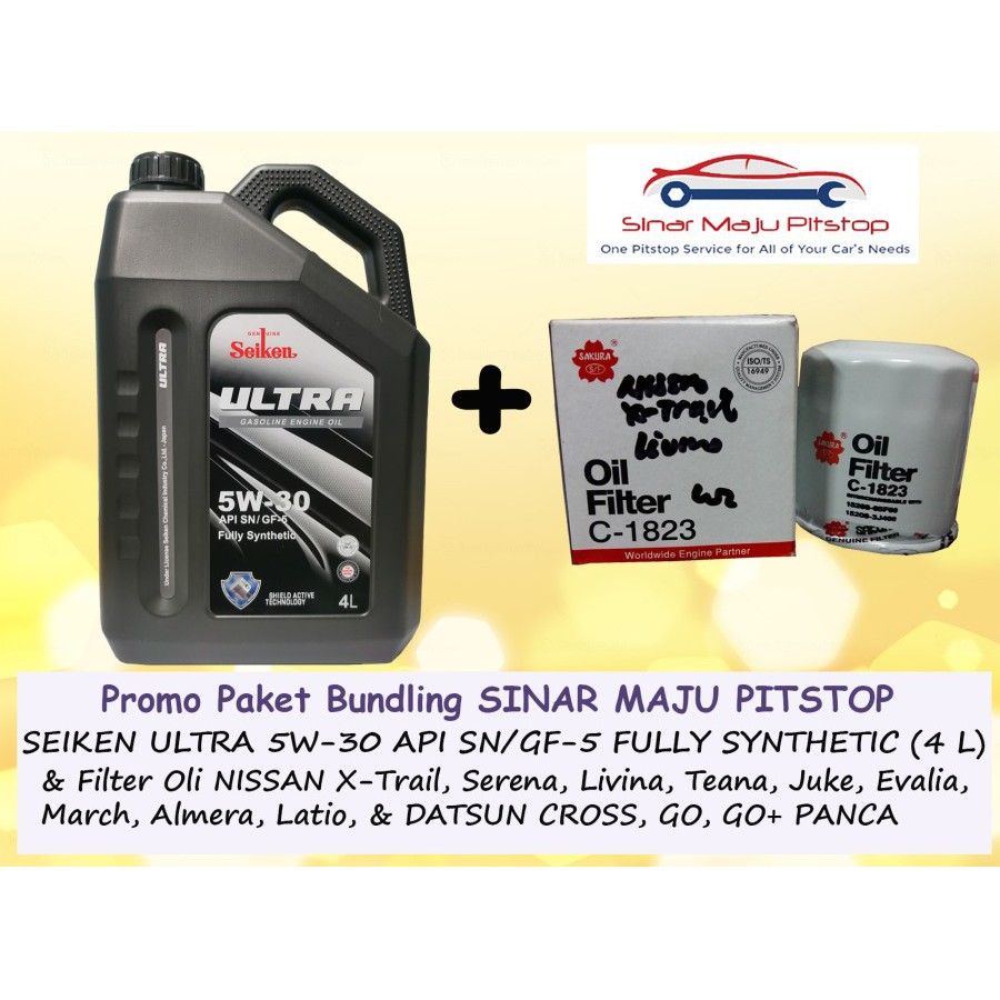 Paket Oli SEIKEN ULTRA 5W-30 SN FULL SYNTHETIC & Filter DATSUN GO & DATSUN GO+ PANCA & DATSUN CROSS