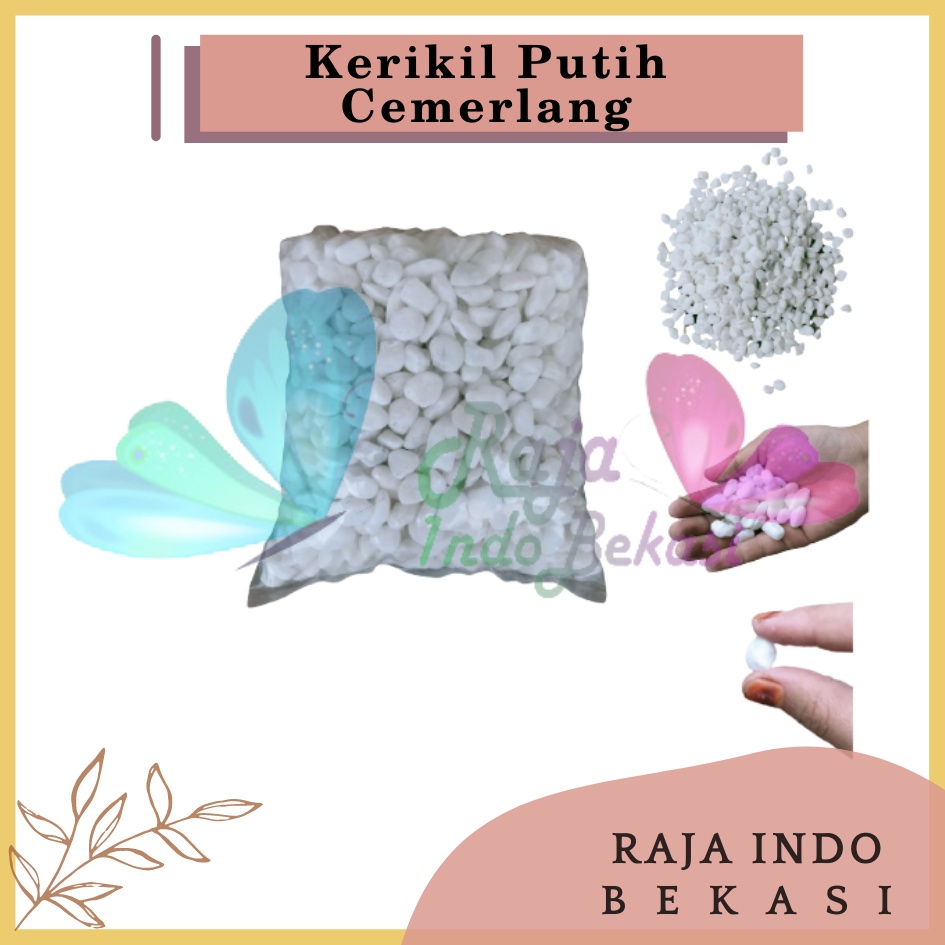 Batu Hias Putih Warna Hijau Pink Hitam 200 Gram 1kg - Batu Putih Italy Batu Kerikil Salju Hias Hiasan Putih Aquarium Tanaman Pot Taman