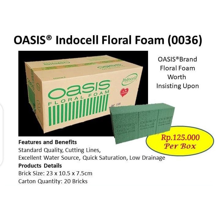 Oasis indocell savana 4keping wasis moss basah barang florist fresh flower(0036A)