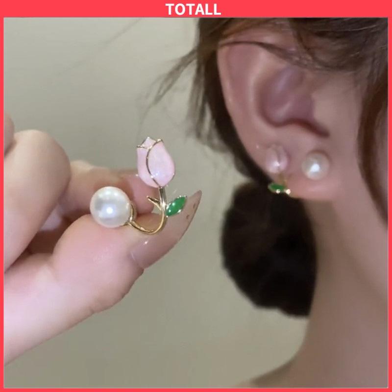 COD Hiasan Mutiara Imitasi Bunga Tulip Temperamen Anting Modis Manis-Totall