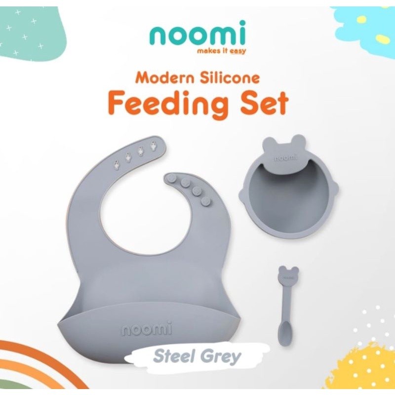 Noomi Silicone Feeding Set / First Food Baby Set / Peralatan Makan Bayi