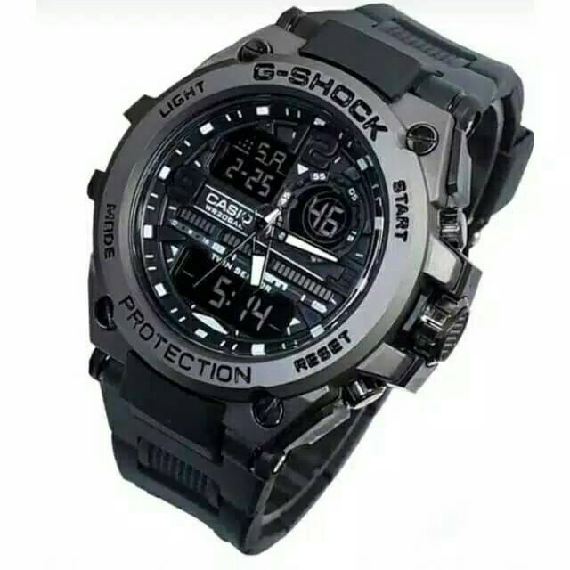 Jam Tangan Pria Kepala Besi GST-8600 Double Time Strap rubber (Dikirim Jakarta)