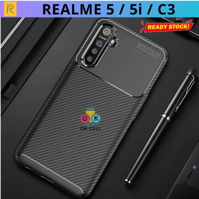 ORIGINAL - CASE REALME 5 / 5i / C3 Softcase Carbon Soft Case KarbonCasing Silicon TPU Casing Slim