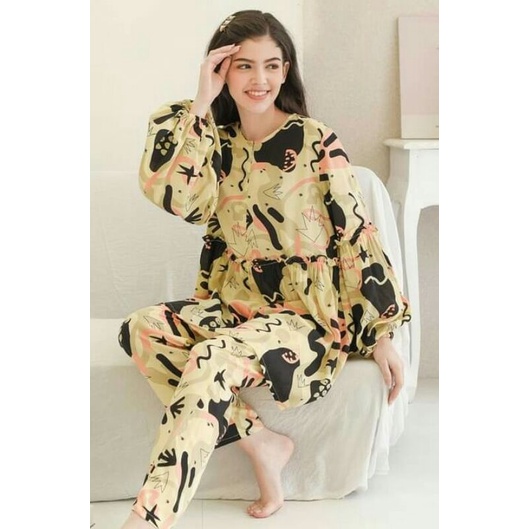 Pola Baju Untuk Produksi Setcel 032 Tunik Lengan Balon dan Celana - Pola jahit - sewing pattern