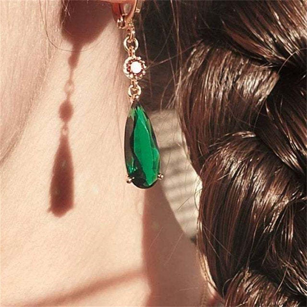 Anting Permata Hijau Nanas Fashion Perhiasan Pesta Gadis Berbentuk Drop