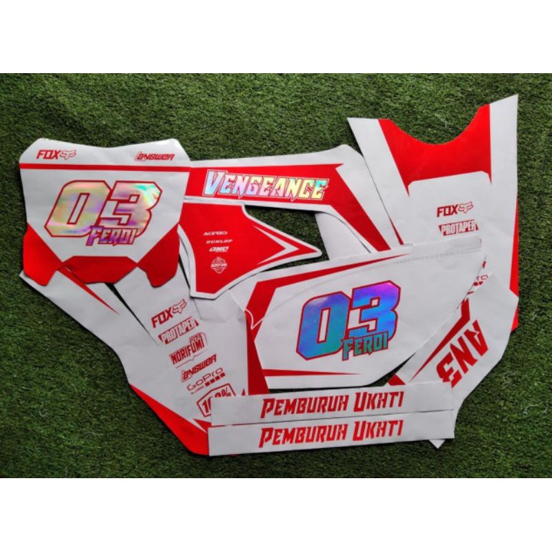 Decal Sticker Orajet + Hologram / Gold Karbon ( Dtracker, KLX , WR, CRF) Desain Bebas Request