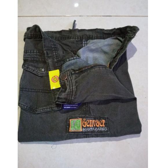 CELANA PENDEK CARGO PRIA BAHAN JEANS MODEL KEMPOL GUNUNG SIZE 27-44 BIG SIZE JUMBO PANJANG 65CM –BE.