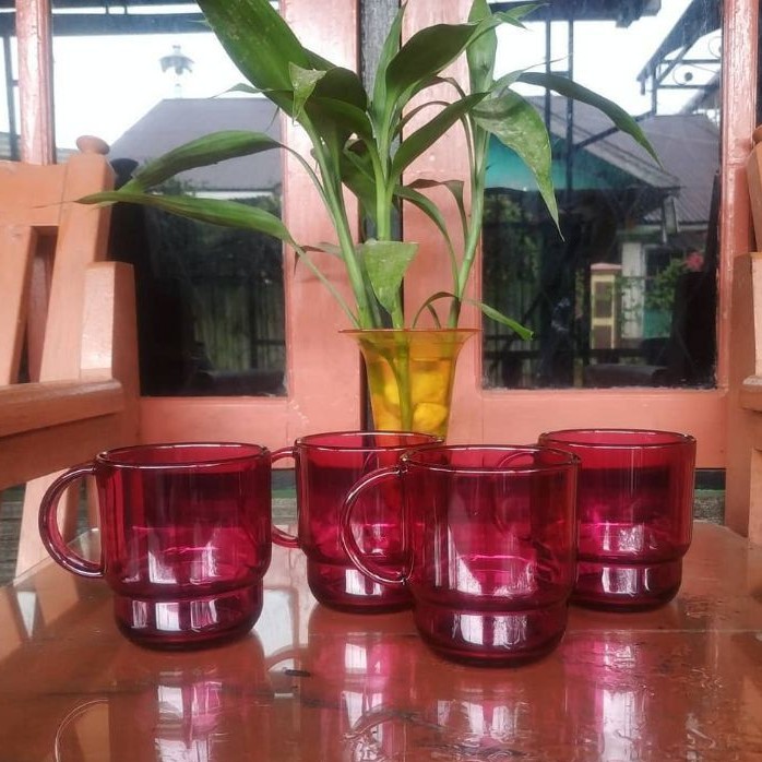 (1pcs) Clear Glass Tupperware ungu gelas mika