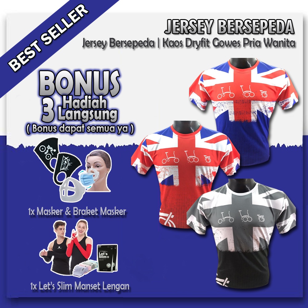 Jersey Sepeda Lipat Dri Fit Lengan Pendek Pria Wanita